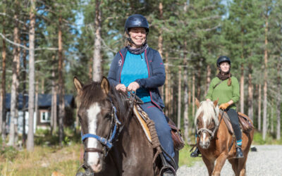 Can beginners participate in horseback riding treks in Finnish Lapland?
